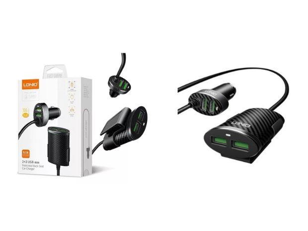 &u++ CARGADOR AUTO + 4 USB 5.1A CARGA RAPIDA C502